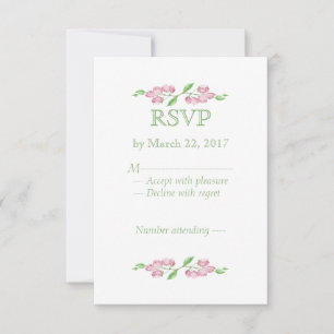 Fleur de cerisier rose aquarelle RSVP