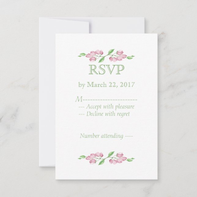 Fleur de cerisier rose aquarelle RSVP (Devant)