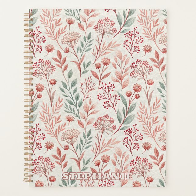 Fleur de cerisier rose, Floral et Motif Feuille (Devant)