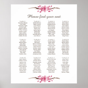 Fleur de cerisier rose. Poster de la carte de sièg