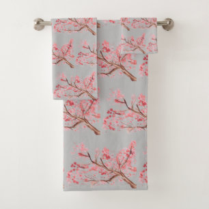 Fleur de cerisier Sakura Rose Floral Japonais Gris