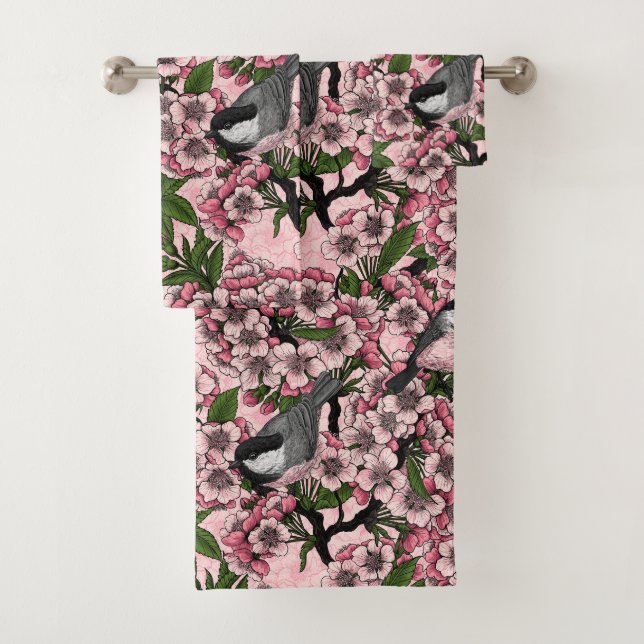 Fleur de cerisiers et poulets roses (En situation)