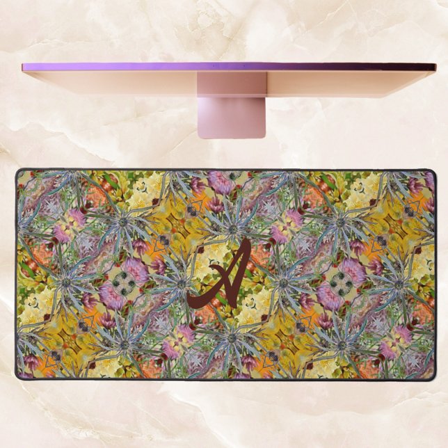 Fleur de chardon multicolore avec Monogramme Boho  (Créateur téléchargé)
