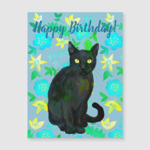 fleur de chat noir, aimant d'anniversaire
