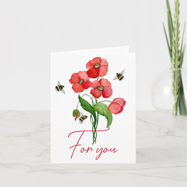 Fleur de coquelicot et bourdons (Devant)