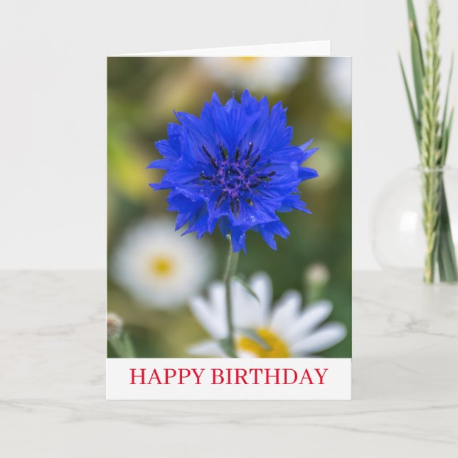 Fleur de corail bleu près de la carte d'anniversai (Devant)