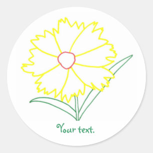 Fleur de Coréopsis Jaune, autocollants avec votre 