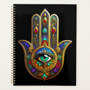 Fleur de couleur de paon Pétales de Hamsa Vert Tro