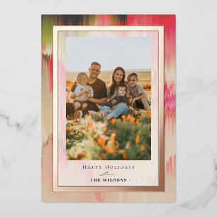 Fleur de couleurs Noël Fête Photo Carte Foil