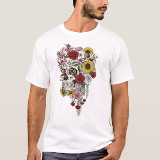 Fleur de crâne d'anatomie médicale vintage T-Shirt
