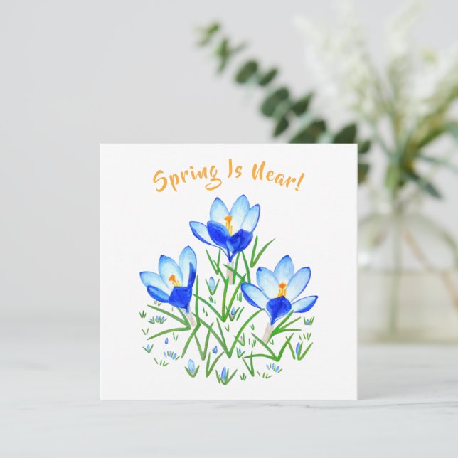 Fleur de Crocus sur Carte Blanche Plate (Debout devant)
