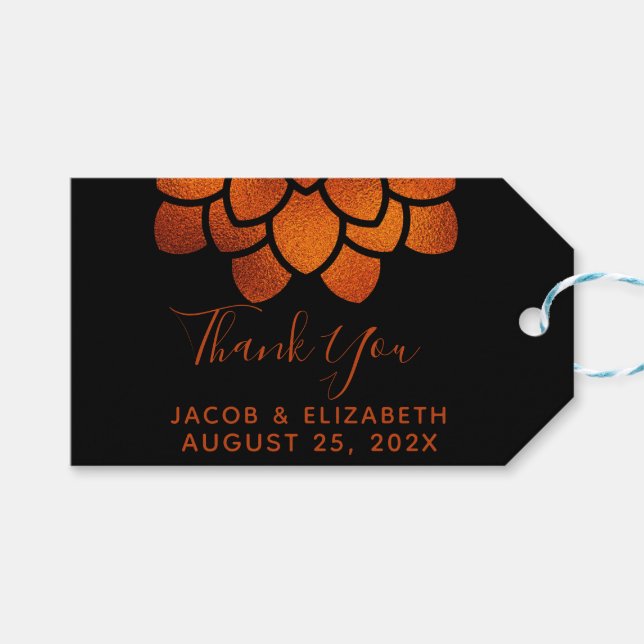 Fleur de cuivre dramatique sur étiquette de remerc (Devant (Horizontal))