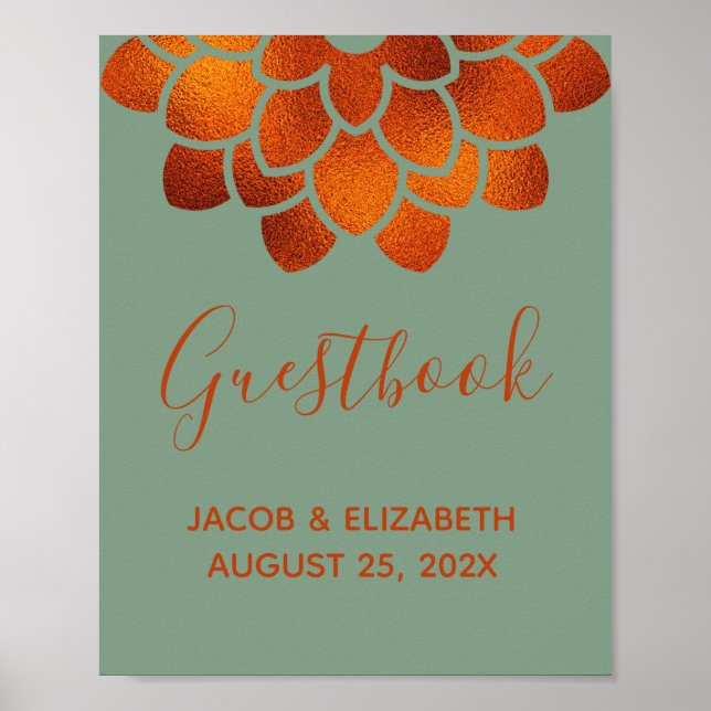 Fleur de cuivre dramatique sur livre d'or de maria (Devant)