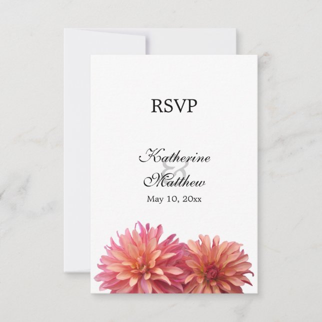 Fleur de Dahlia peinte en rose et corail RSVP (Devant)