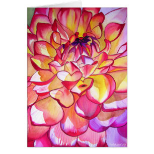 Fleur de dahlia rose aquarelle beaux-arts