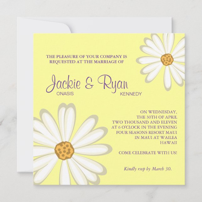 Fleur de Faire-part de mariage marron jaune blanc (Devant)