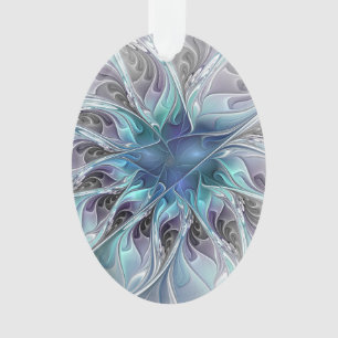 Fleur de fractale moderne abstraite avec du bleu