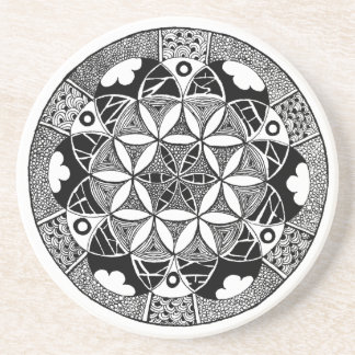 Fleur de frontière de blanc de dessous de verre de