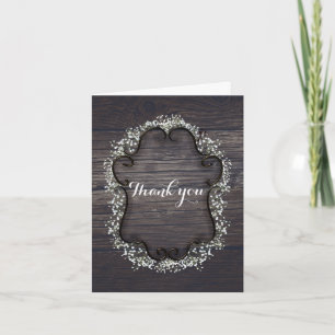 Fleur de Gypsophile & Bois Rustique Foncé Merci