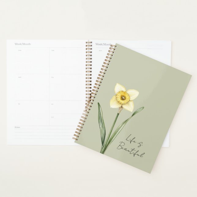 Fleur de jonquille verte blanche jaune (Devant avec enveloppe)