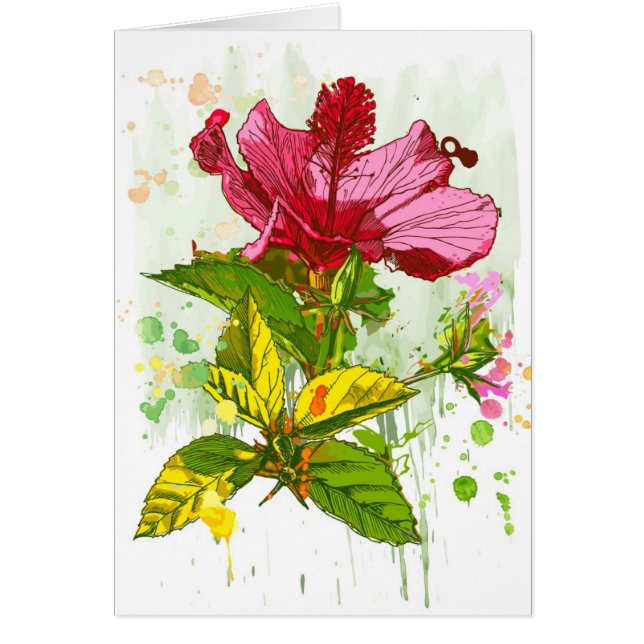 Fleur de ketmie - peinture d'aquarelle (Devant)