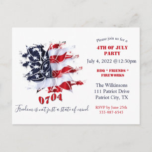 Fleur de la paix patriotique Invitation BBQ 4 juil