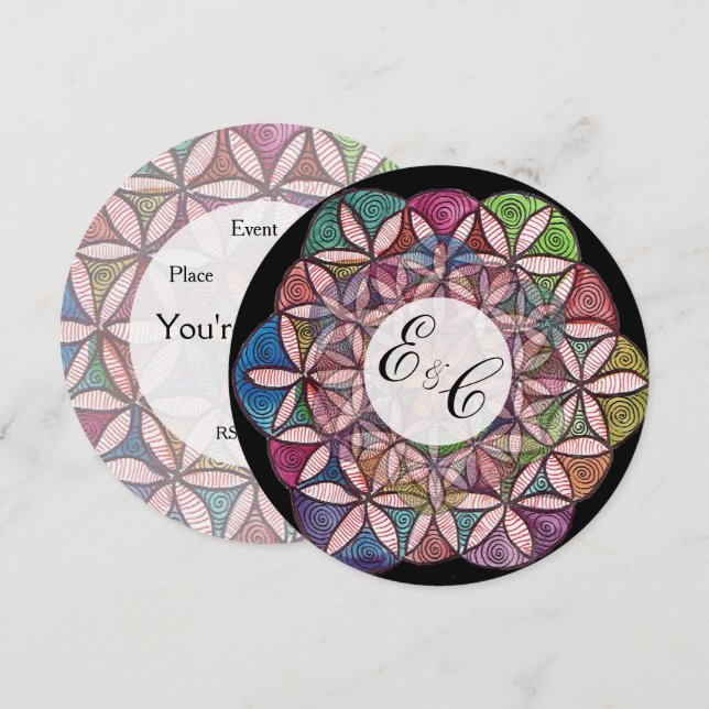 Fleur de la vie Aquarelle art Invitation (Devant / Derrière)