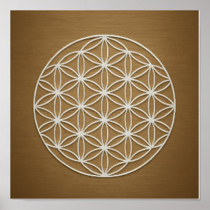 Fleur de la vie Bronze blanc Poster