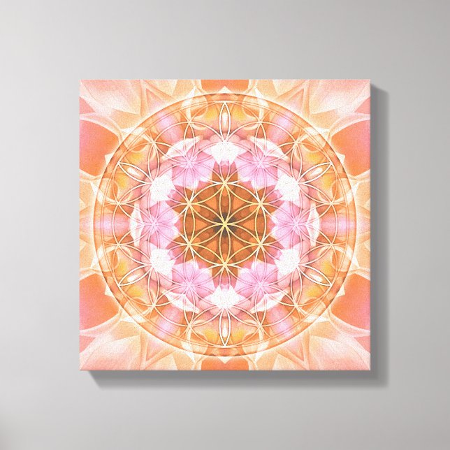 Fleur de la vie Mandala 18 toile enveloppée Imprim (Recto)
