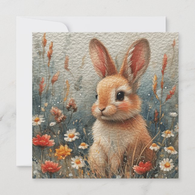 Fleur de lapin : Floral Carte pour notes 🌺 numéri (Devant)