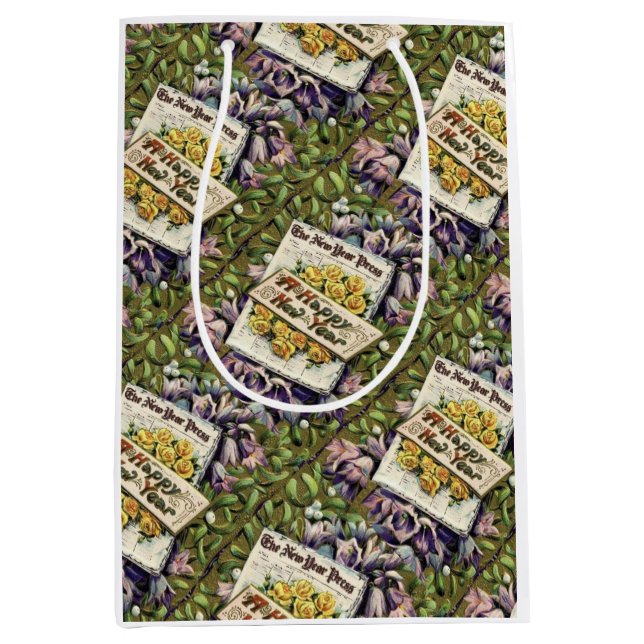 Fleur de l'ère victorienne Bonne année Sac cadeau  (Devant)