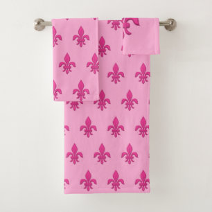 Fleur de Lis à Fuchsia rose sur rose clair