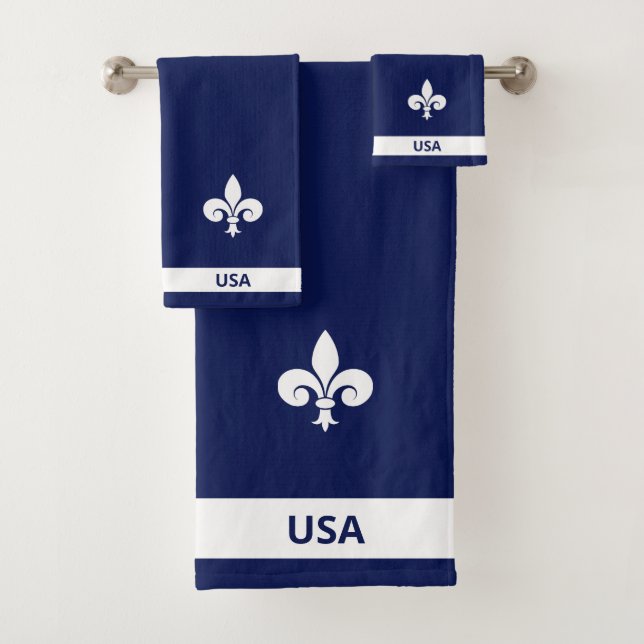 Fleur de Lis blanche sur bleu marine (En situation)