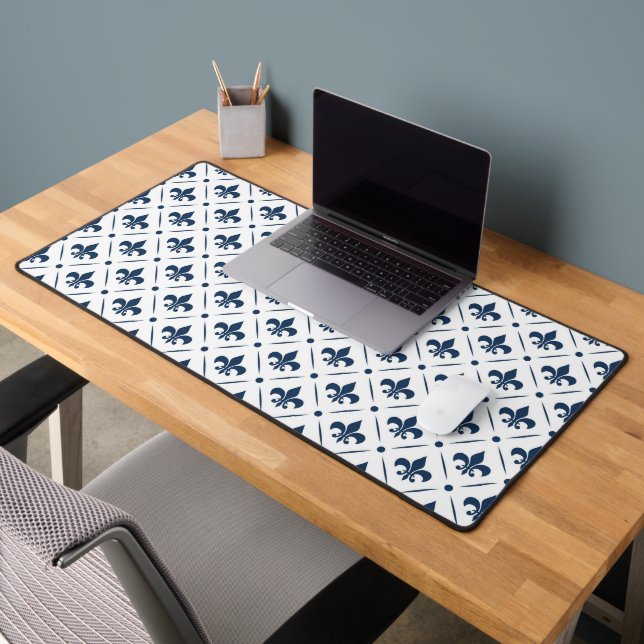 Fleur De Lis bleu foncé motif sur arrière - plan b (Bureau 2)