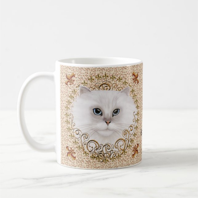 Fleur De Lis Chat Mug Perse (Gauche)