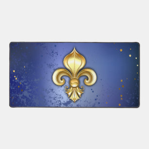 Fleur de lis dorée sur fond bleu