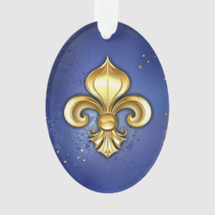 Fleur de lis dorée sur fond bleu