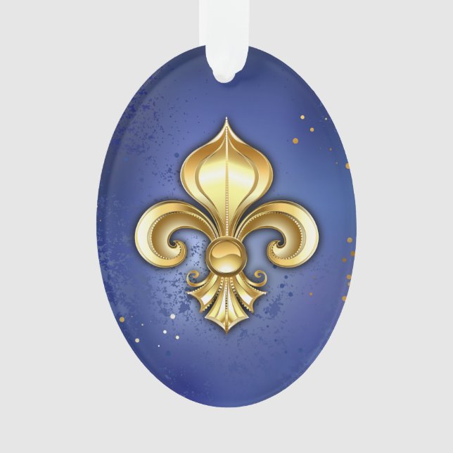 Fleur de lis dorée sur fond bleu (devant)