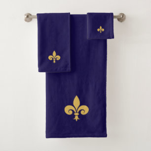 Fleur de Lis dorée sur fond bleu marine