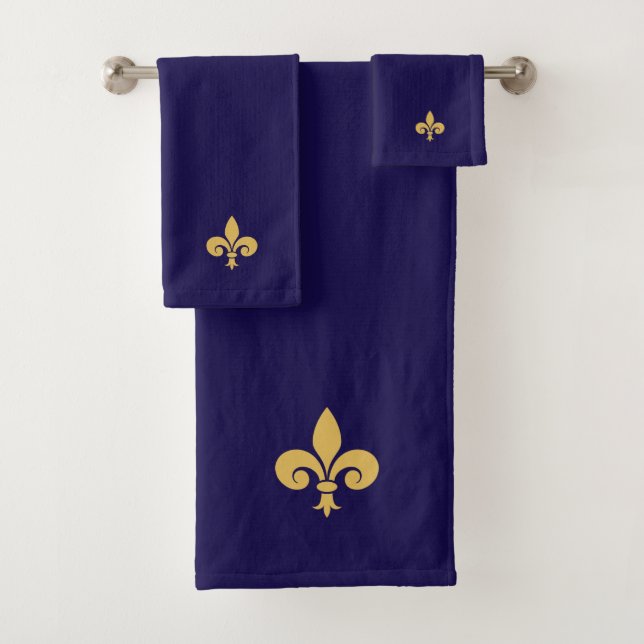 Fleur de Lis dorée sur fond bleu marine (En situation)