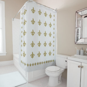 Fleur de Lis Douche Rideau Birch Gris Or