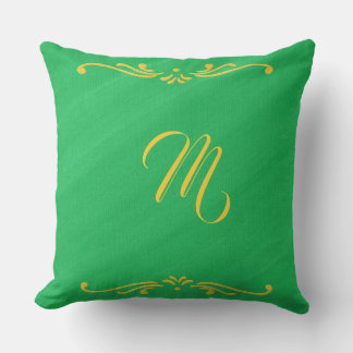 Fleur de Lis et Monogramme jaune sur Coussins vert