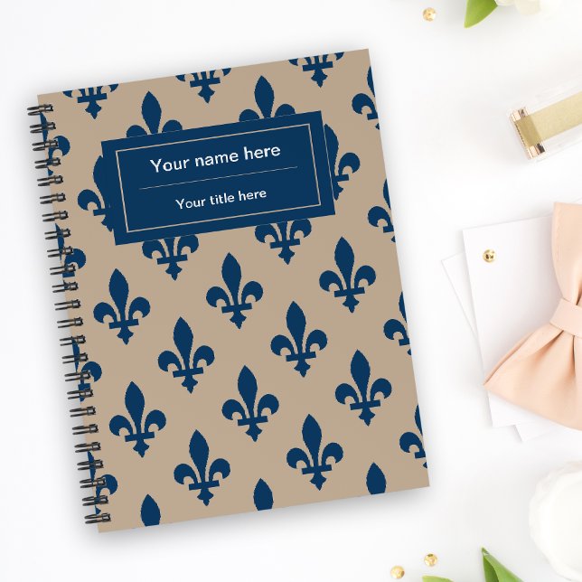 Fleur de Lis Motif, Français, Royal, Bleu marine (Créateur téléchargé)