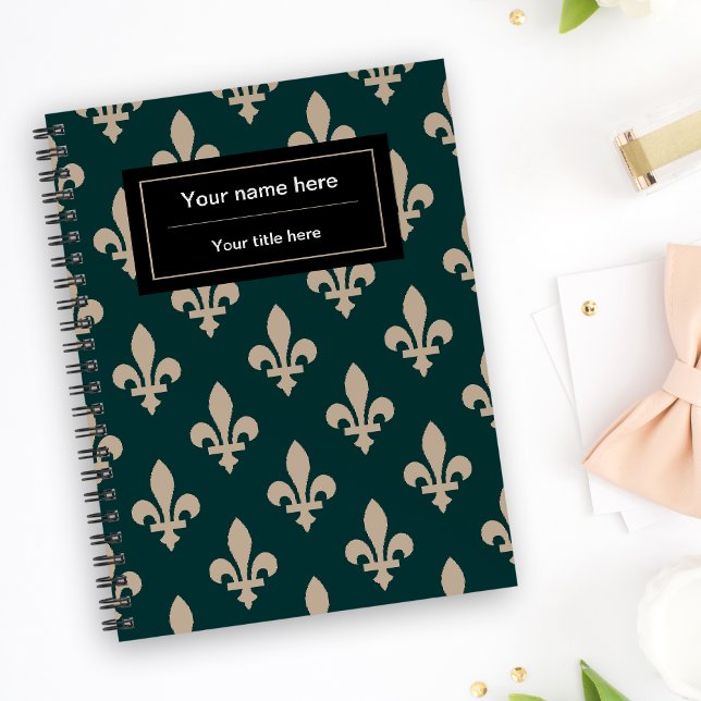 Fleur de Lis Motif, Français, Royal, Crème, Vert (Créateur téléchargé)