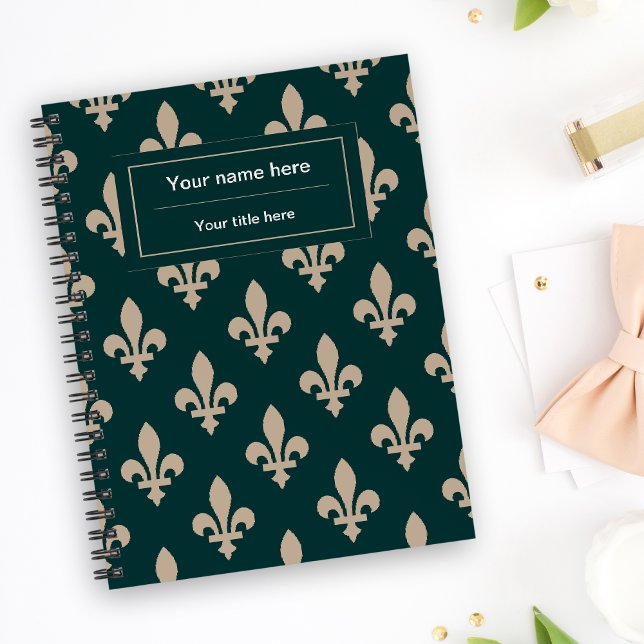 Fleur de Lis Motif, Français, Royal, Crème, Vert (Créateur téléchargé)