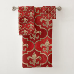 Fleur de lis motif luxe rouge