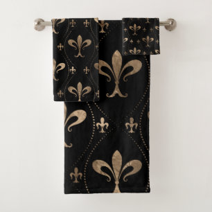 Fleur de lis motif noir et or