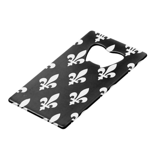 Fleur de Lis Motif, Royal French, Blanc sur Noir (Devant Angle)