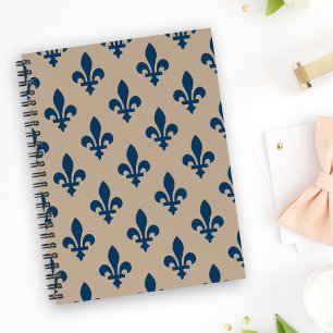 Fleur de Lis Motif, Royal French Blue sur Crème