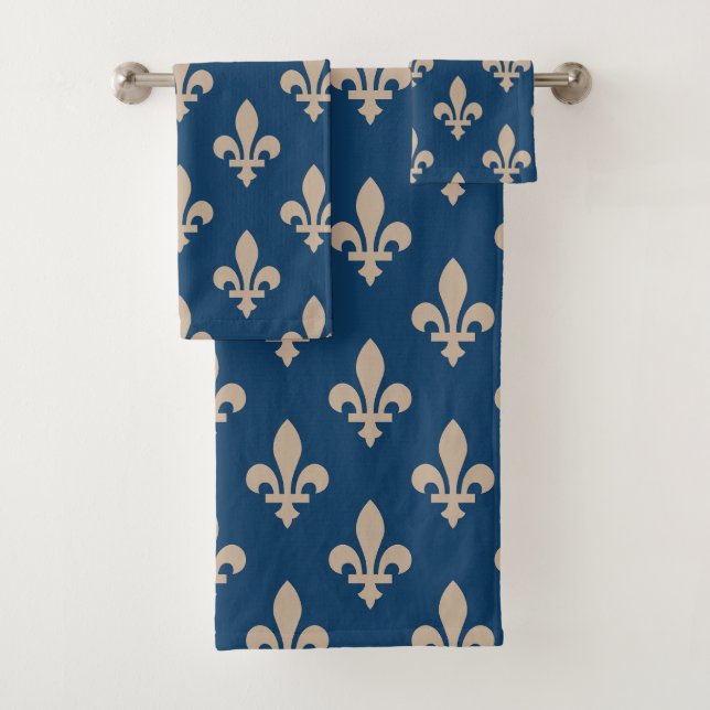 Fleur de Lis Motif, Royal French, Crème sur Blue (En situation)
